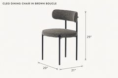 Cleo Dining Chair in Brown Boucle dimensions - What&