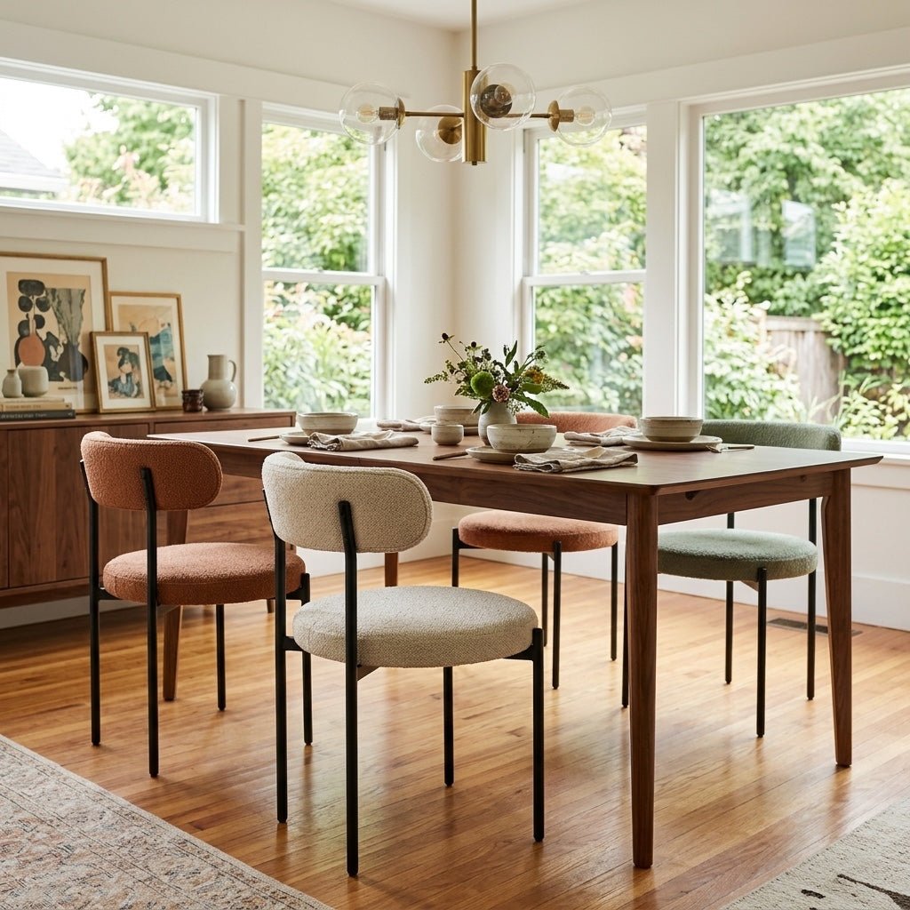 Cleo Dining Chair styled in a bright Portland mid-century modern interior - Whats New Furniture