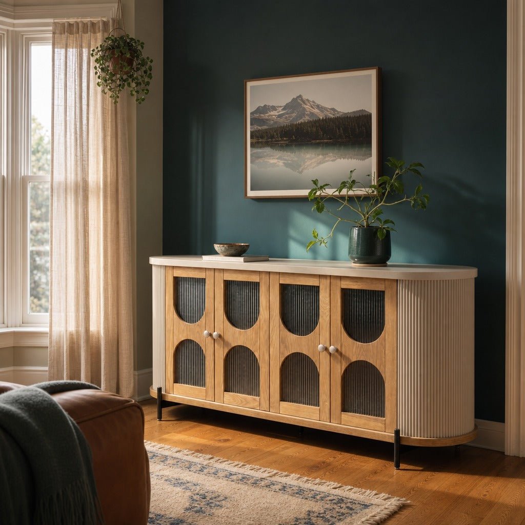 Colosseo Sideboard styled in Portland AlbertArts foursquare living room - Whats New Furniture