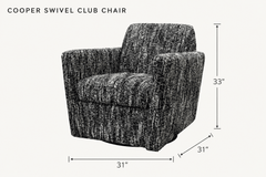Cooper Swivel Club Chair in Chanel Black dimensions - What&