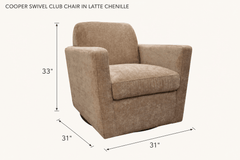 Cooper Swivel Club Chair in Latte Chenille dimensions - What&