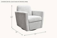 Cooper Swivel Club Chair in Woven Linen dimensions - What&