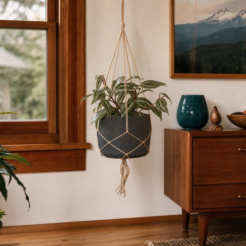Craft Hanging Pot in Charcoal Grey styled in Portland Ladd&