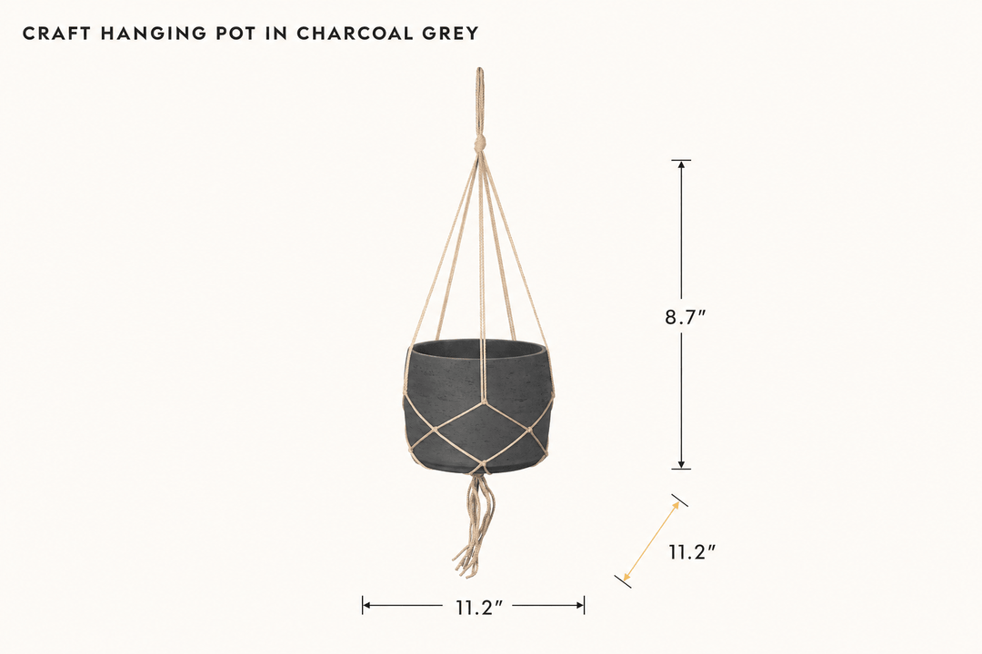 Craft Hanging Pot in Charcoal Grey dimensions - What&