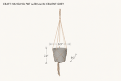 Craft Hanging Pot Medium in Cement Grey dimensions - What&