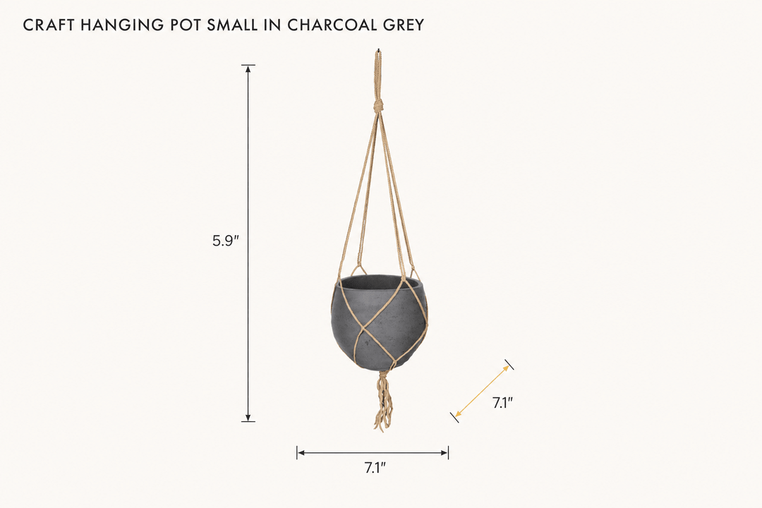 Craft Hanging Pot Small in Charcoal Grey dimensions - What&