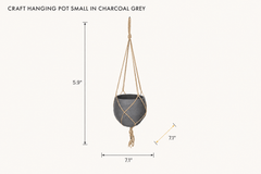 Craft Hanging Pot Small in Charcoal Grey dimensions - What&