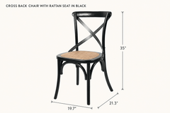 Cross Back Chair with Rattan Seat in Black dimensions - What&