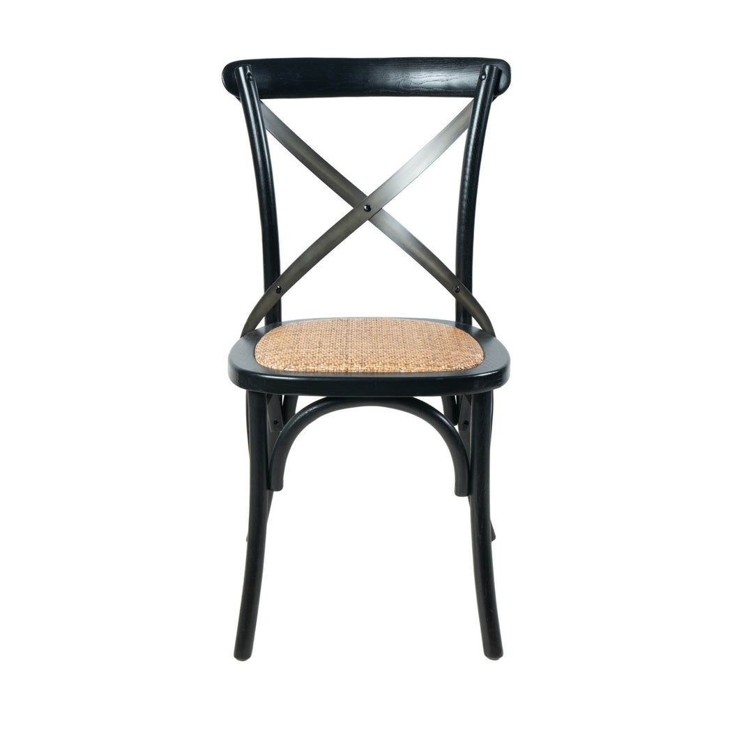 Cross Back Chair with Rattan Seat in Black - dining chair by LH Imports - Whats New Furniture Portland OR