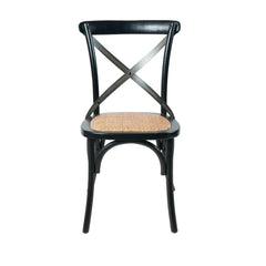 Cross Back Chair with Rattan Seat in Black - dining chair by LH Imports - Whats New Furniture Portland OR