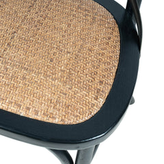 Cross Back Chair with Rattan Seat in Black - dining chair by LH Imports - Whats New Furniture Portland OR