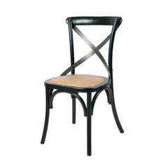 Cross Back Chair with Rattan Seat in Black - dining chair by LH Imports - Whats New Furniture Portland OR