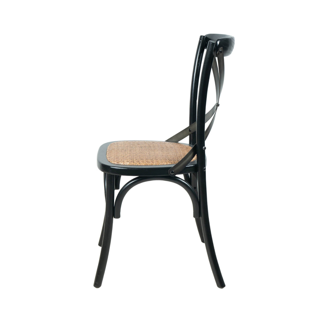 Cross Back Chair with Rattan Seat in Black - dining chair by LH Imports - Whats New Furniture Portland OR