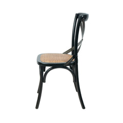 Cross Back Chair with Rattan Seat in Black - dining chair by LH Imports - Whats New Furniture Portland OR