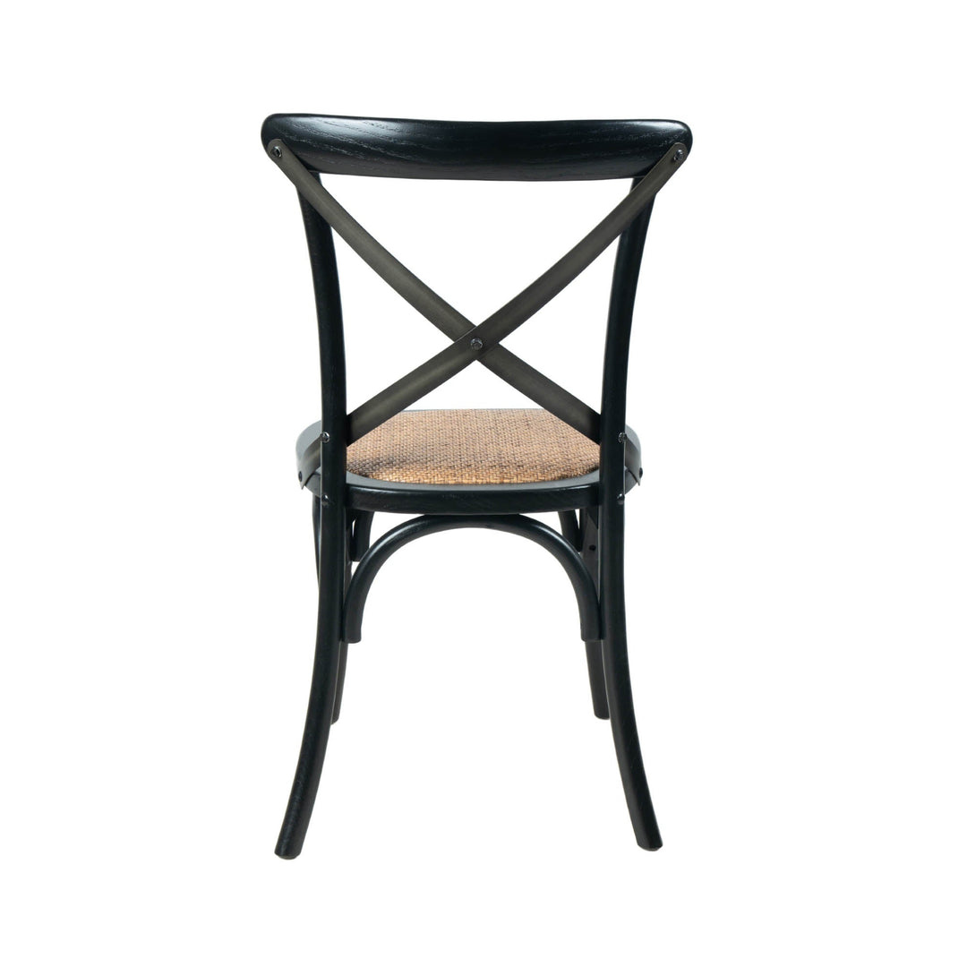 Cross Back Chair with Rattan Seat in Black - dining chair by LH Imports - Whats New Furniture Portland OR