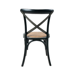 Cross Back Chair with Rattan Seat in Black - dining chair by LH Imports - Whats New Furniture Portland OR