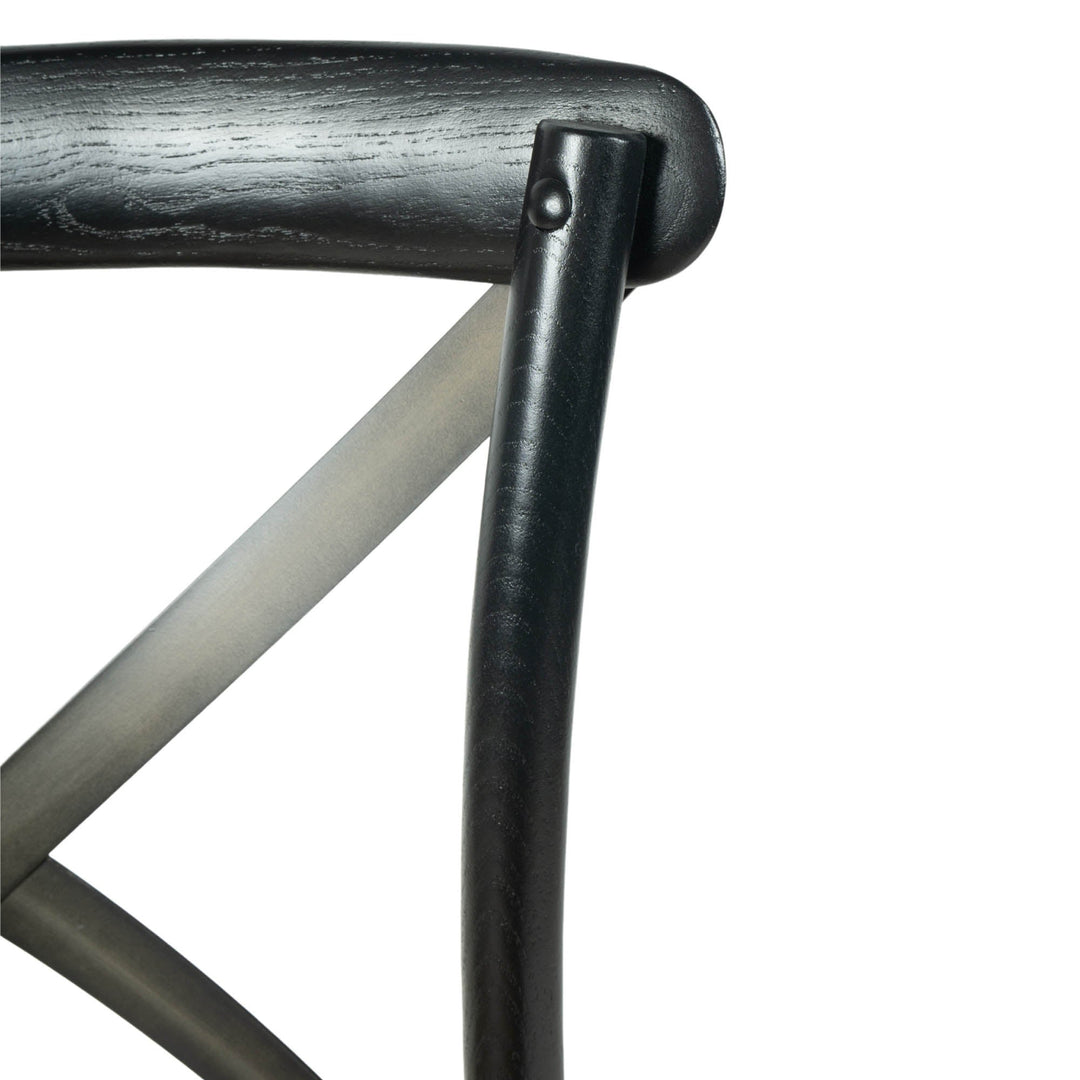 Cross Back Chair with Rattan Seat in Black - dining chair by LH Imports - Whats New Furniture Portland OR