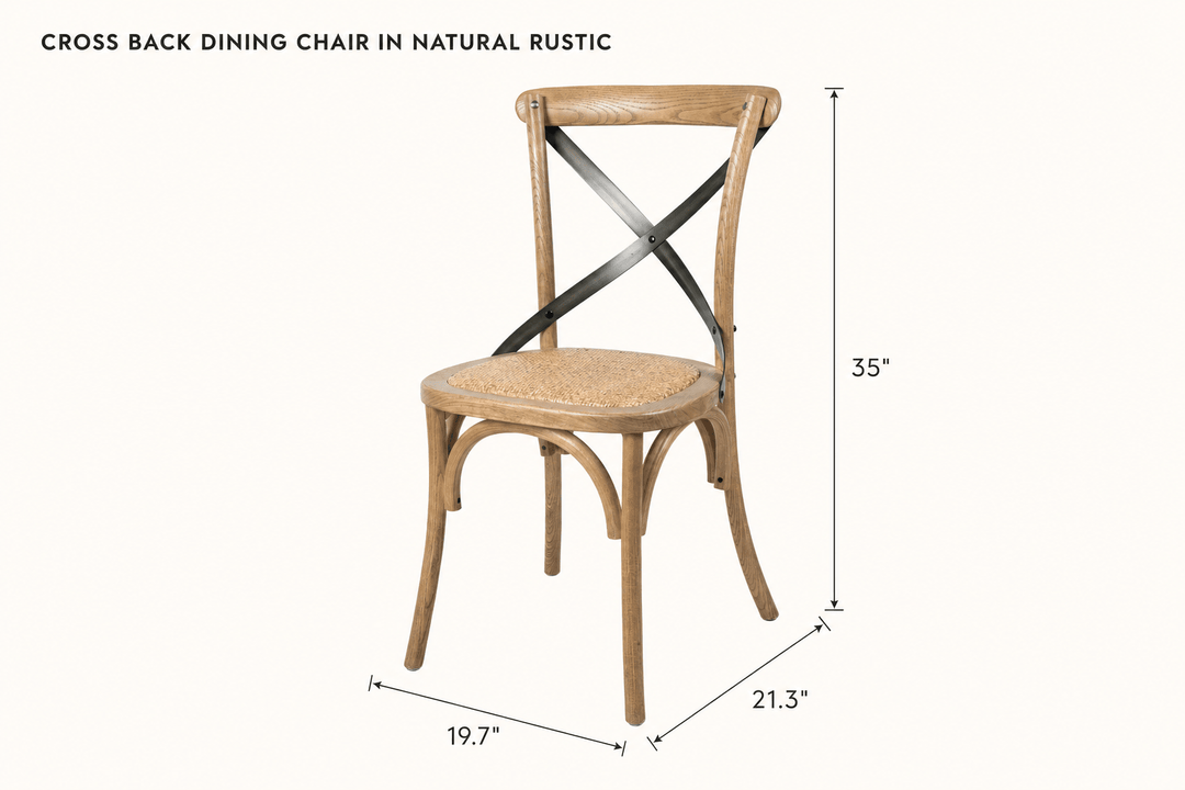 Cross Back Dining Chair in Natural Rustic dimensions - What&
