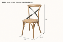 Cross Back Dining Chair in Natural Rustic dimensions - What&