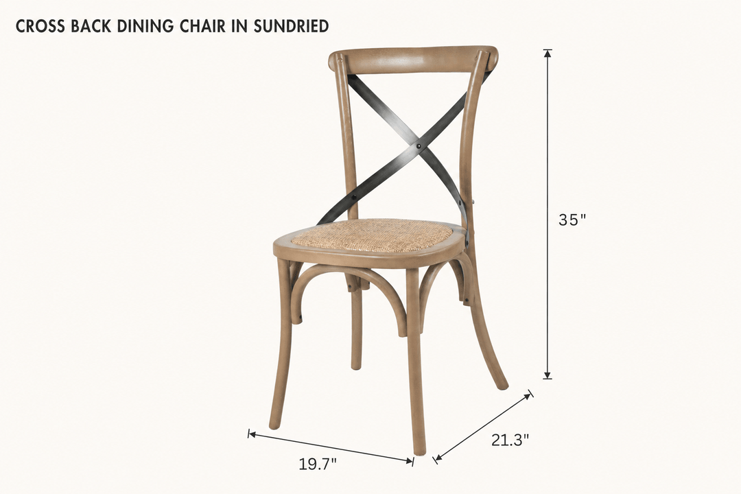 Cross Back Dining Chair in Sundried dimensions - What&