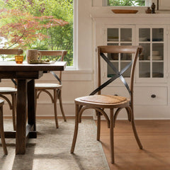 Cross Back Dining Chair in Sundried styled in Portland Irvington foursquare with original built-ins dining room - Whats New Furniture