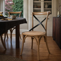 Cross Back Dining Chair in Sundried styled in Portland Irvington foursquare with original built-ins dining room - Whats New Furniture