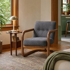 Curbside Club Chair in Charcoal styled in Portland Sellwood cottage living room - Whats New Furniture