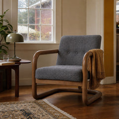 Curbside Club Chair in Charcoal styled in Portland St. Johns bungalow living room - Whats New Furniture
