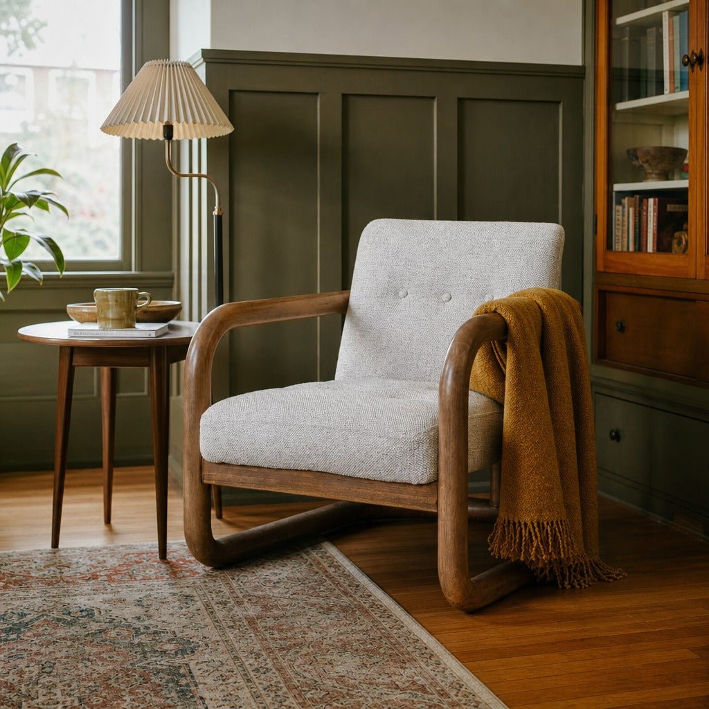 Curbside Club Chair in Ivory styled in Portland Irvington foursquare with original built-ins living room - Whats New Furniture