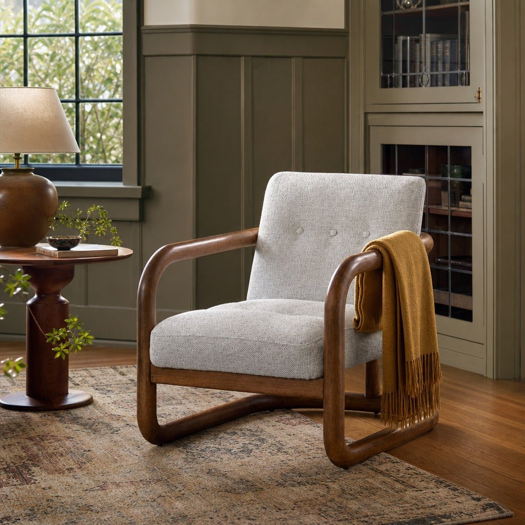 Curbside Club Chair in Ivory styled in Portland Irvington foursquare with original built-ins living room - Whats New Furniture