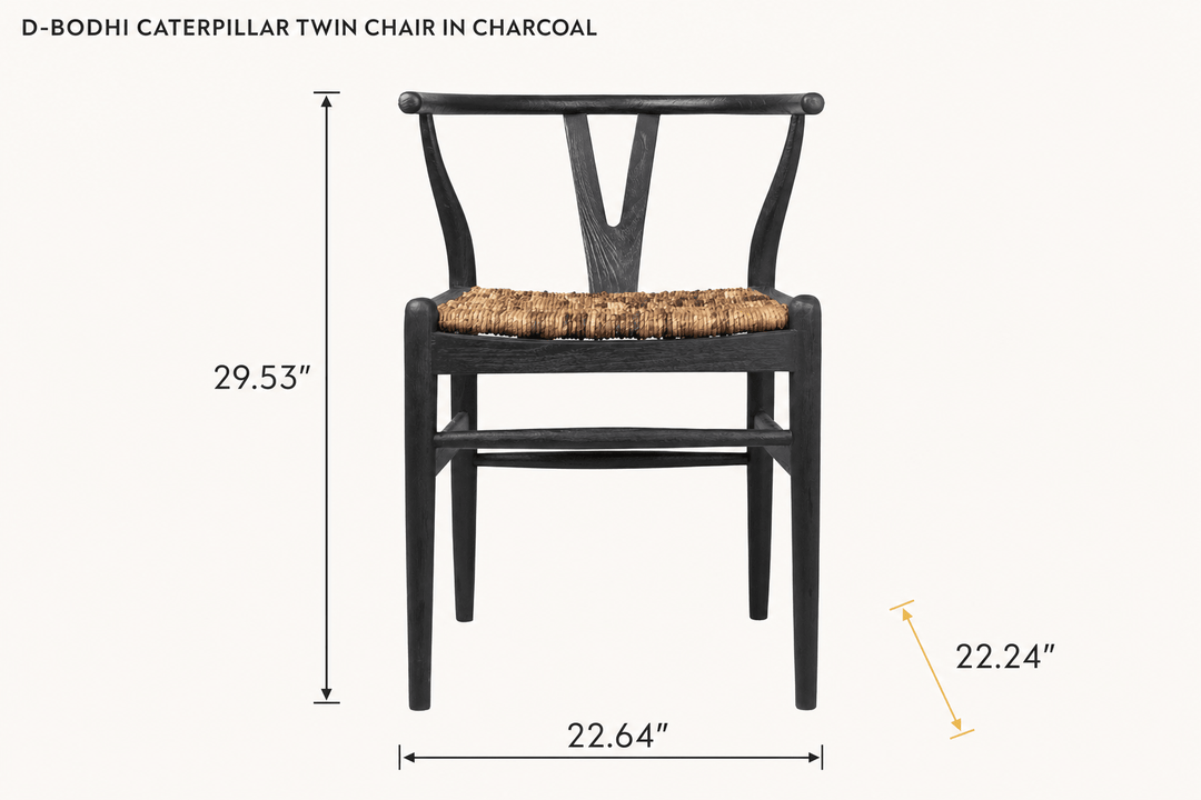 D-Bodhi Caterpillar Twin Chair in Charcoal dimensions - What&