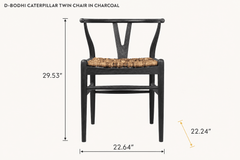 D-Bodhi Caterpillar Twin Chair in Charcoal dimensions - What&