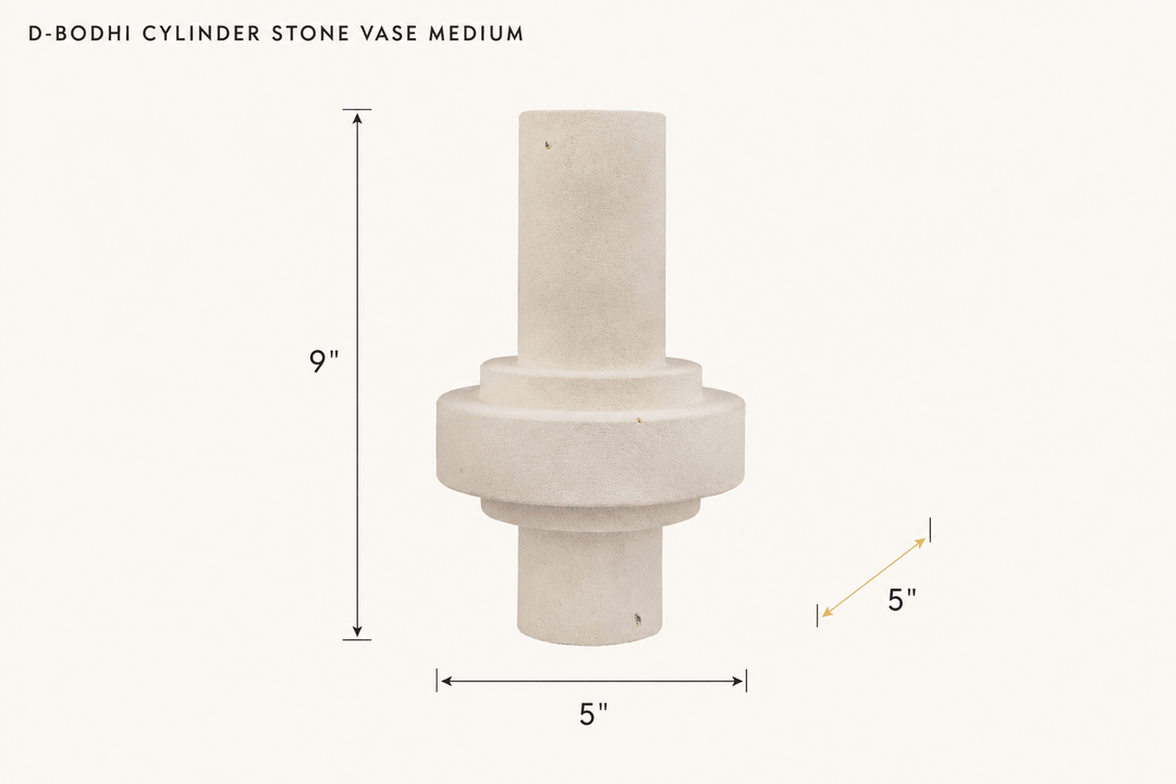 D-Bodhi Cylinder Stone Vase Medium dimensions - What&