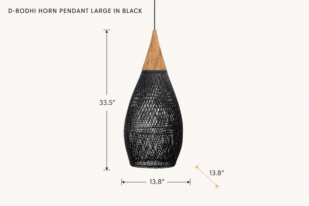 D-Bodhi Horn Pendant Large in Black dimensions - What&
