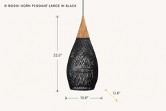D-Bodhi Horn Pendant Large in Black dimensions - What&