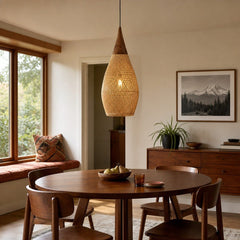 D-Bodhi Horn Pendant Large in Natural styled in Portland 1960s Garden Home ranch dining room - Whats New Furniture