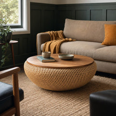 D-Bodhi Wave Coffee Table Large in Natural styled in Portland Hawthorne Craftsmbungalow living room - Whats New Furniture