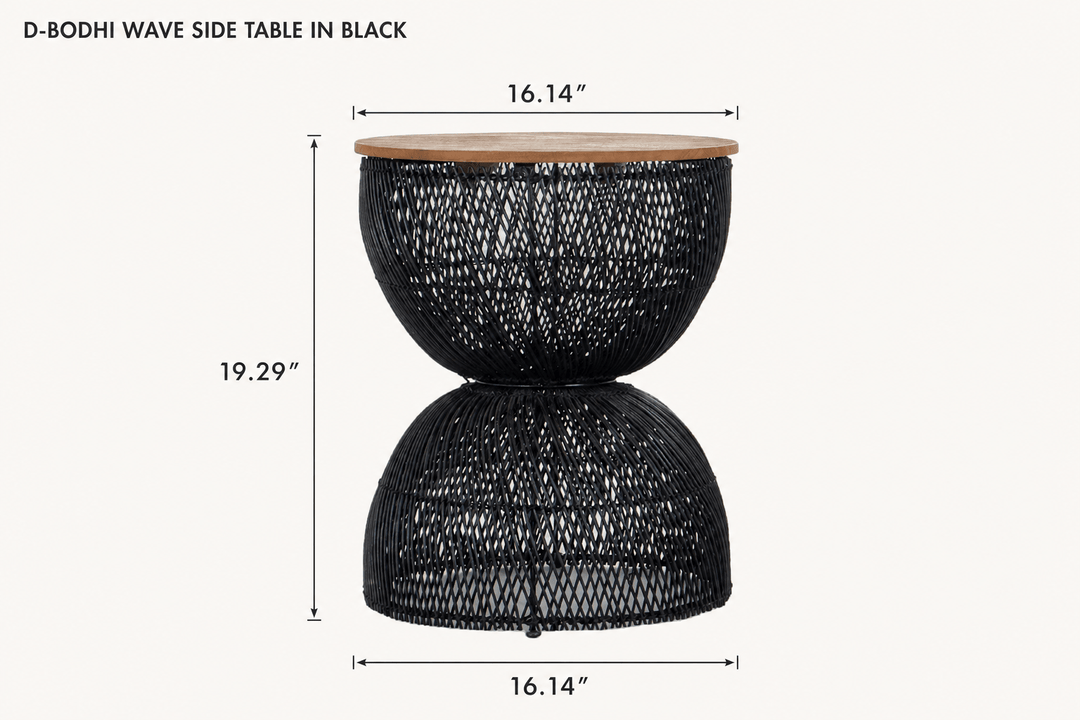 D-Bodhi Wave Side Table in Black dimensions - What&