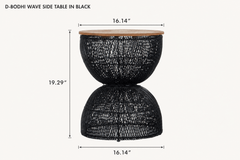 D-Bodhi Wave Side Table in Black dimensions - What&