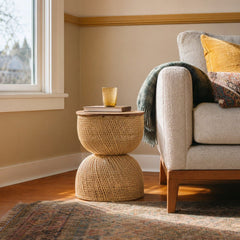 D-Bodhi Wave Side Table in Natural styled in Portland St. Johns bungalow living room - Whats New Furniture