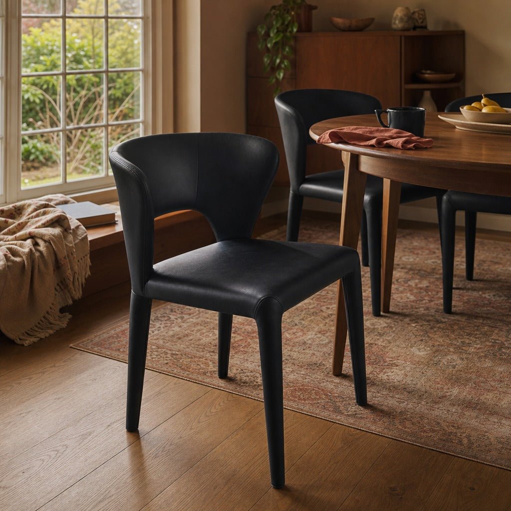 Dakota Dining Chair in Black styled in Portland 1960s Garden Home ranch dining room - Whats New Furniture