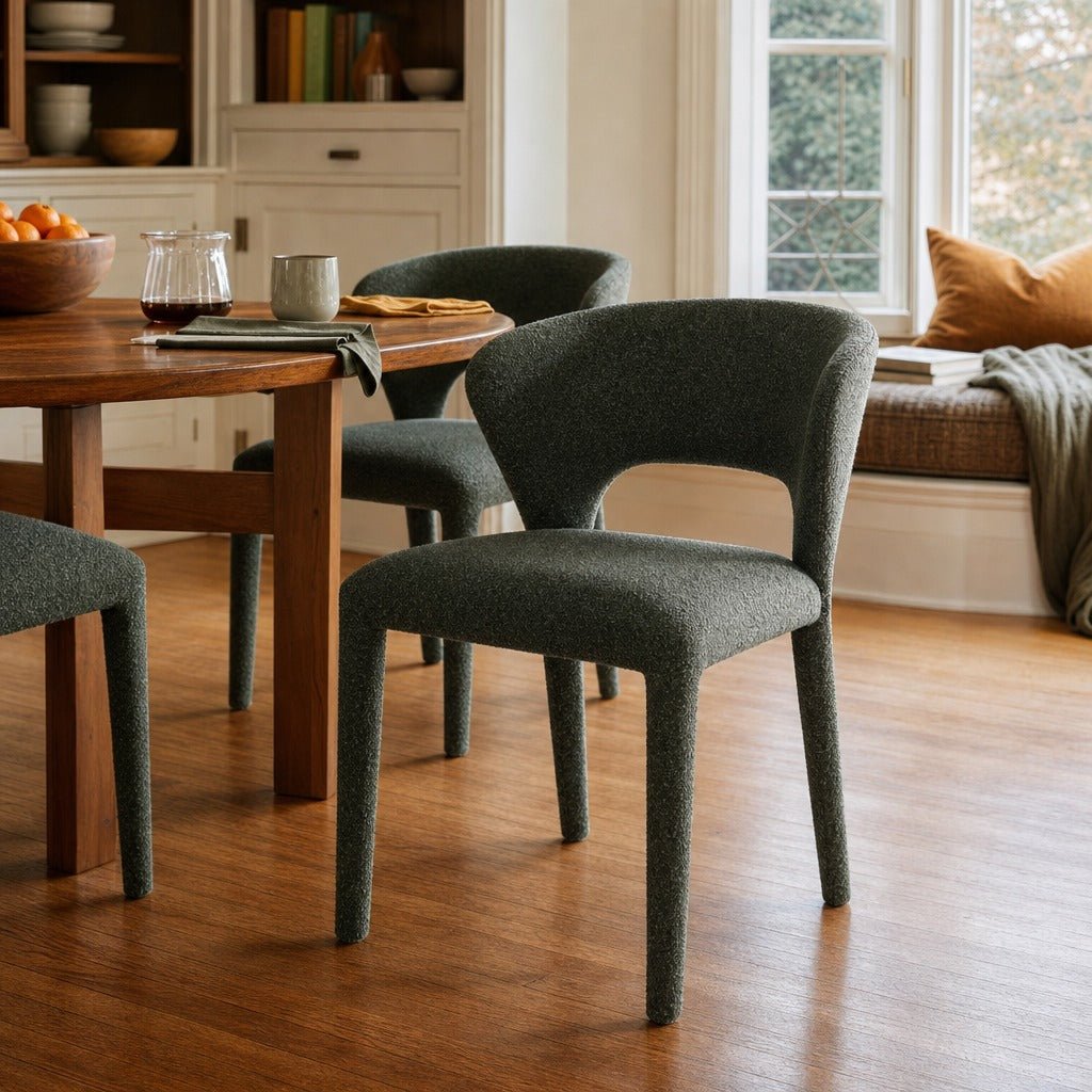 Dakota Dining Chair in Cloud Moss styled in Portland Irvington foursquare with original built-ins dining room - Whats New Furniture
