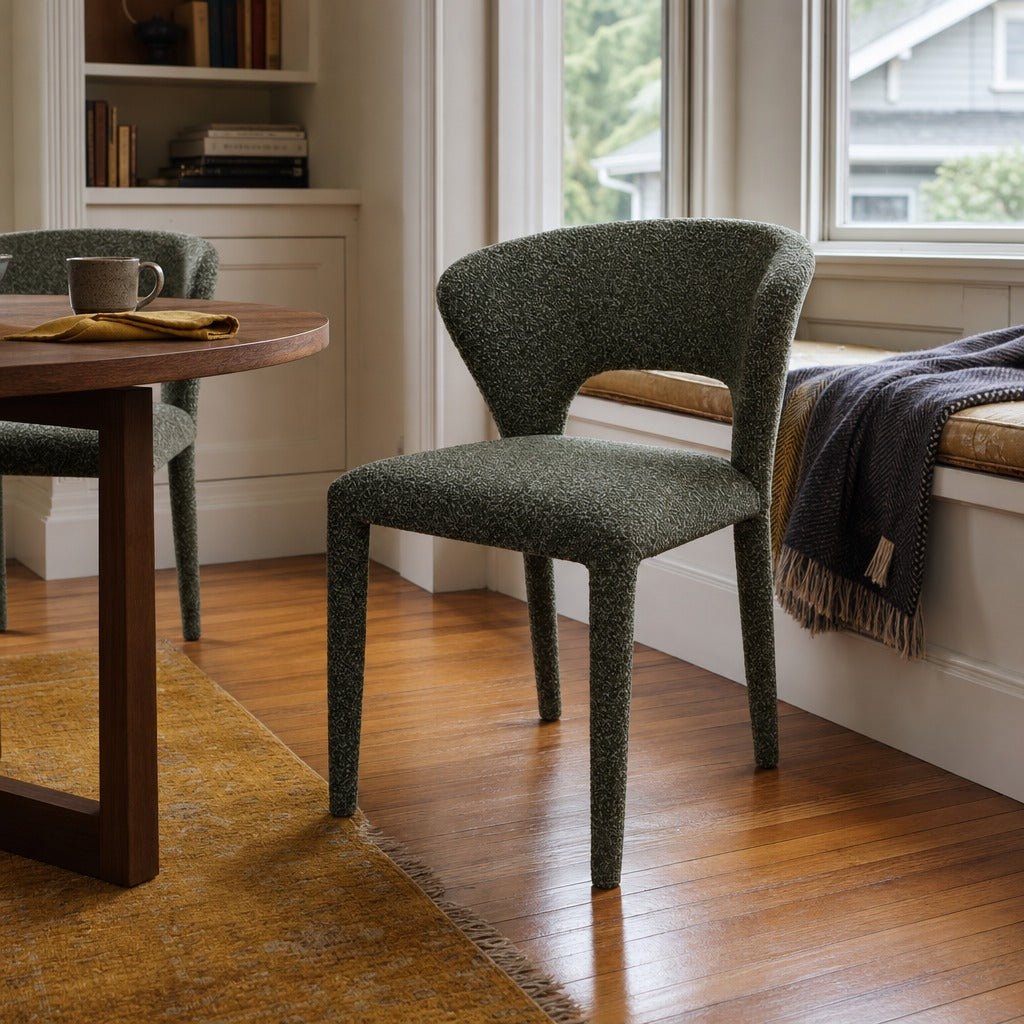 Dakota Dining Chair in Cloud Moss styled in Portland Irvington foursquare with original built-ins dining room - Whats New Furniture