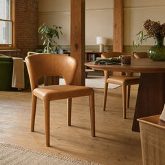 Dakota Dining Chair in Tan styled in Portland converted warehouse flat with warm exposed brick and fir timber beams (no steel, no concrete) dining room - Whats New Furniture
