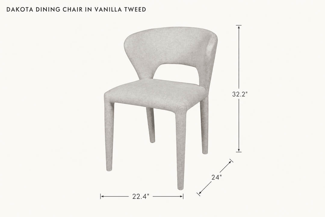 Dakota Dining Chair in Vanilla Tweed dimensions - What&