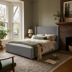 Darcy Queen Bed styled in Portland NW 23rd Victoriwith bay window bedroom - Whats New Furniture