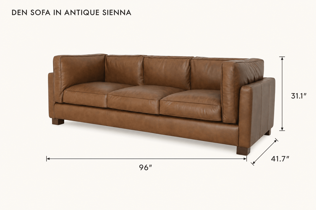 Den Sofa in Antique Sienna dimensions - What&