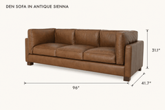 Den Sofa in Antique Sienna dimensions - What&