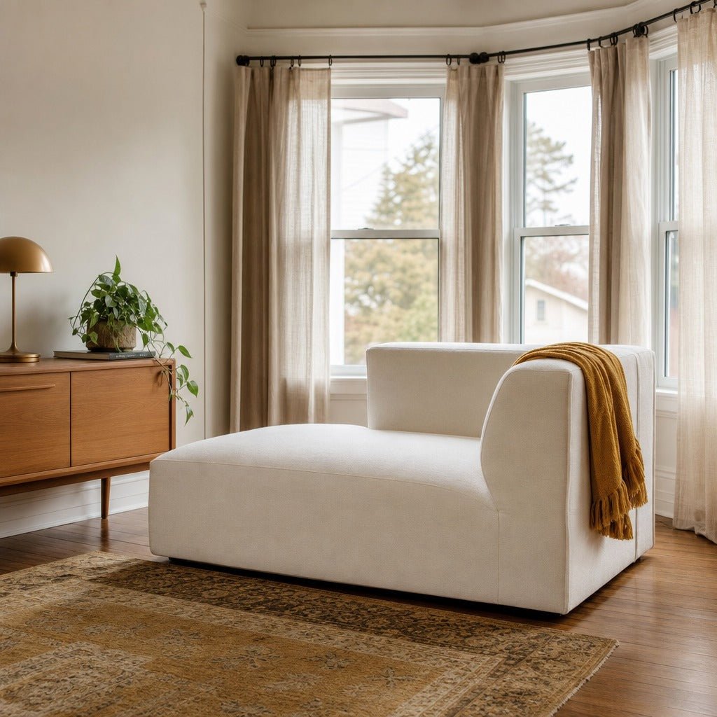 Destiny Left-Facing Modular Chaise styled in Portland St. Johns bungalow living room - Whats New Furniture