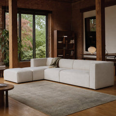 Destiny Left-Facing Modular Sectional with Ottoman styled in Portland converted warehouse flat with warm exposed brick and fir timber beams (no steel, no concrete) living room - Whats New Furniture